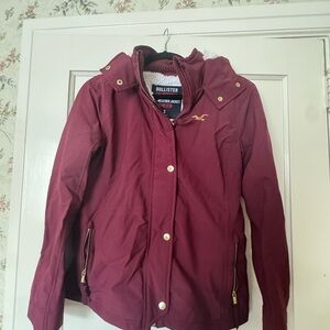Hollister Burgundy Jacket with Cream Lining